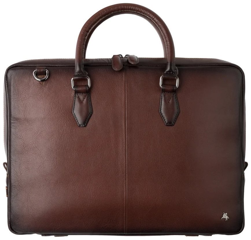 Деловая кожаная мужская сумка с плечевым ремнем для ноутбука до 13"  Visconti AT50 Carl коричневого цвета 108004 modnotak фото №1