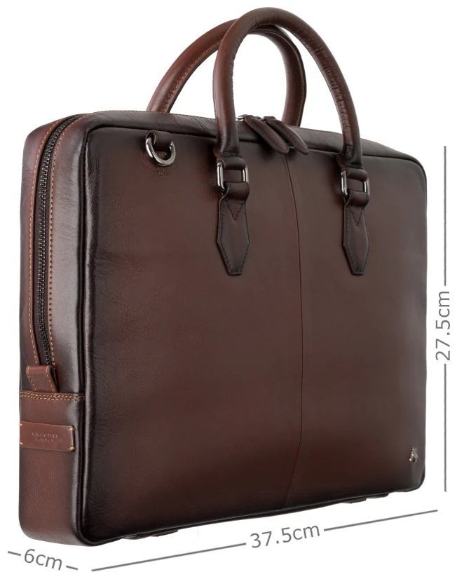 Деловая кожаная мужская сумка с плечевым ремнем для ноутбука до 13"  Visconti AT50 Carl коричневого цвета 108004 modnotak фото №2