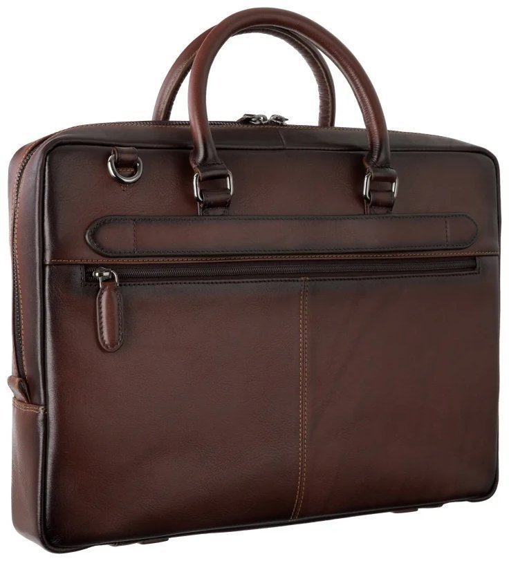 Деловая кожаная мужская сумка с плечевым ремнем для ноутбука до 13"  Visconti AT50 Carl коричневого цвета 108004 modnotak фото №4