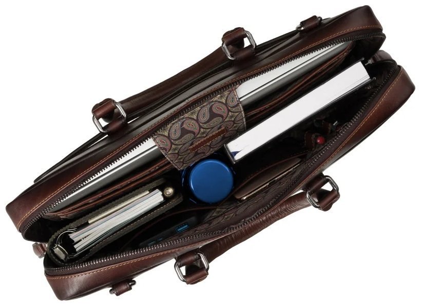 Деловая кожаная мужская сумка с плечевым ремнем для ноутбука до 13"  Visconti AT50 Carl коричневого цвета 108004 modnotak фото №6