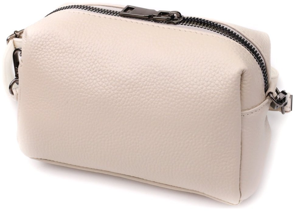 Компактная женская сумка на каждый день из фактурной кожи белого цвета Vintage 98204 modnotak фото №2