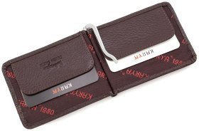 Тонкий зажим для купюр из фактурной кожи темно-коричневого цвета KARYA (12368)