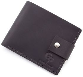 Мужской черный кошелек ручной работы Grande Pelle (13065)