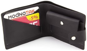 Мужской черный кошелек ручной работы Grande Pelle (13065)