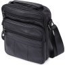 Кожаная мужская сумка на одно плечо в черном цвете Vintage (20466) - 1