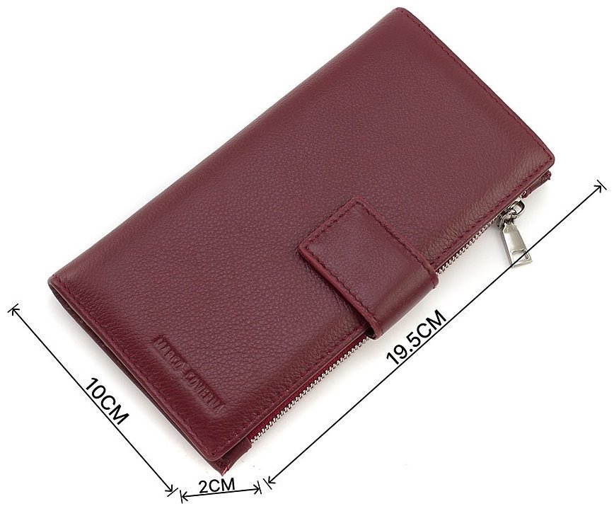 Вертикальный женский купюрник из натуральной кожи бордового цвета на магните Marco Coverna 68604 modnotak фото №3