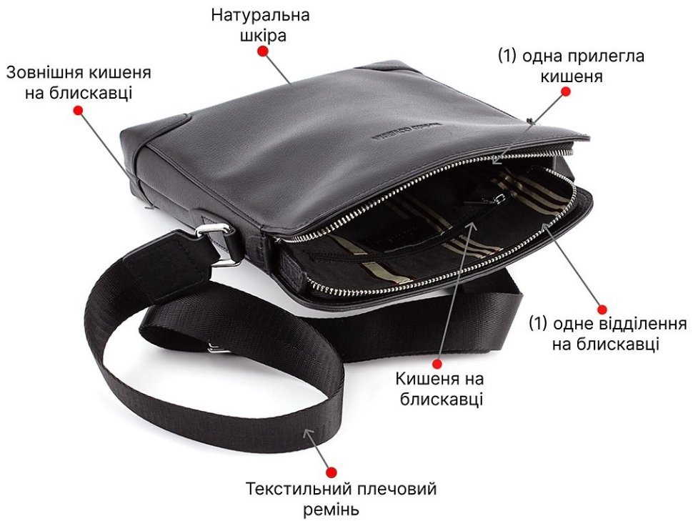 Мужская кожаная сумка с одним отделением Marco Coverna (10439) modnotak фото №4