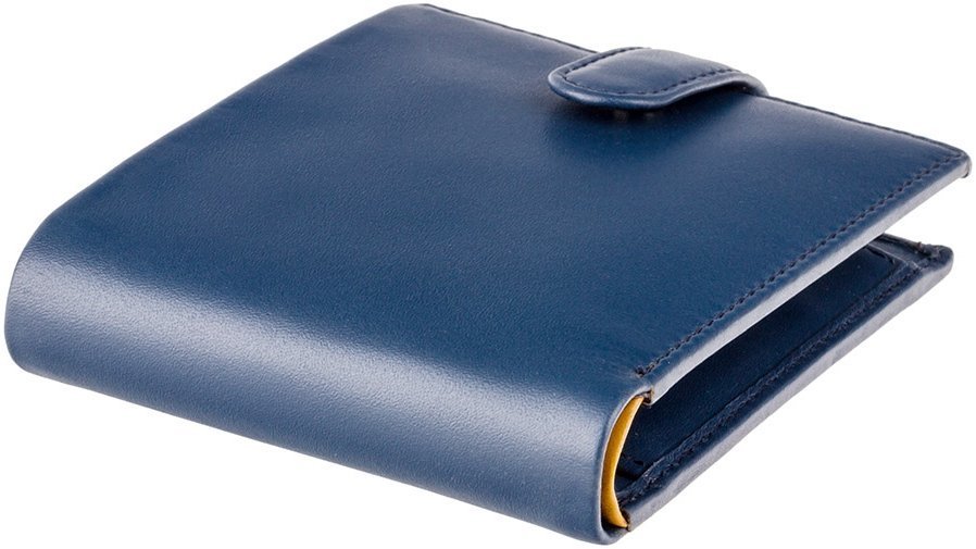 Стильне чоловіче портмоне із натуральної шкіри синього кольору на кнопці Visconti Vincent 68904