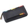 Великий жіночий чорний гаманець із натуральної шкіри з кольоровими смужками Visconti Corfu 69004 - 4