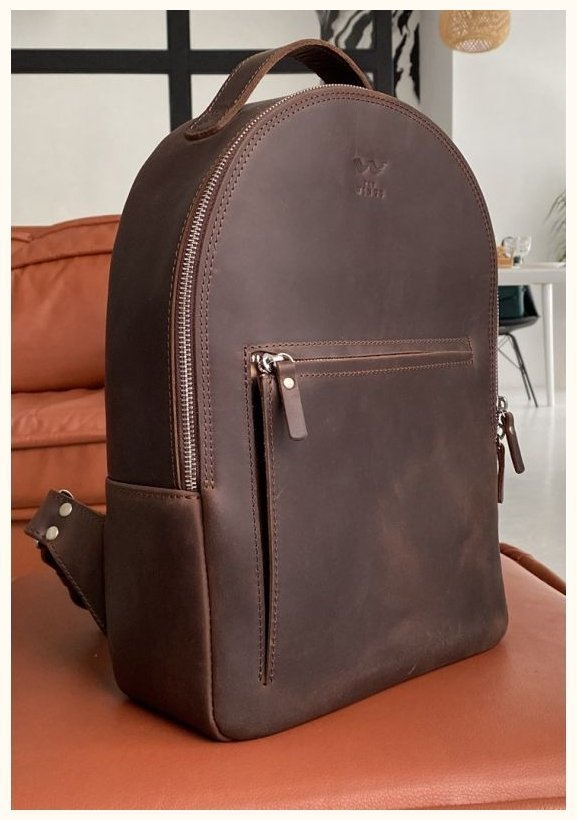 Вінтажний міський рюкзак із натуральної шкіри темно-коричневого кольору BlankNote Groove L 79004