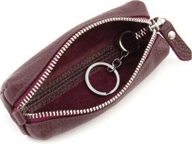 Добротная женская кожаная ключница цвета марсала на молниевой застежке Grande Pelle (59104)