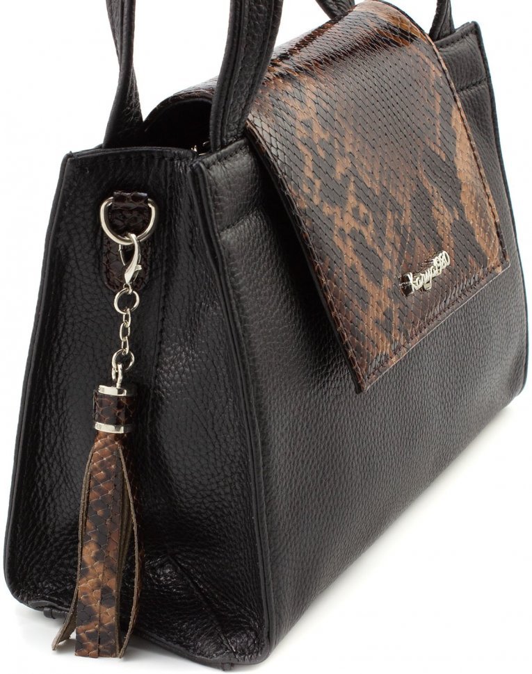 Чорна невелика сумка жіноча класичного типу з натуральної шкіри KARYA (19597)