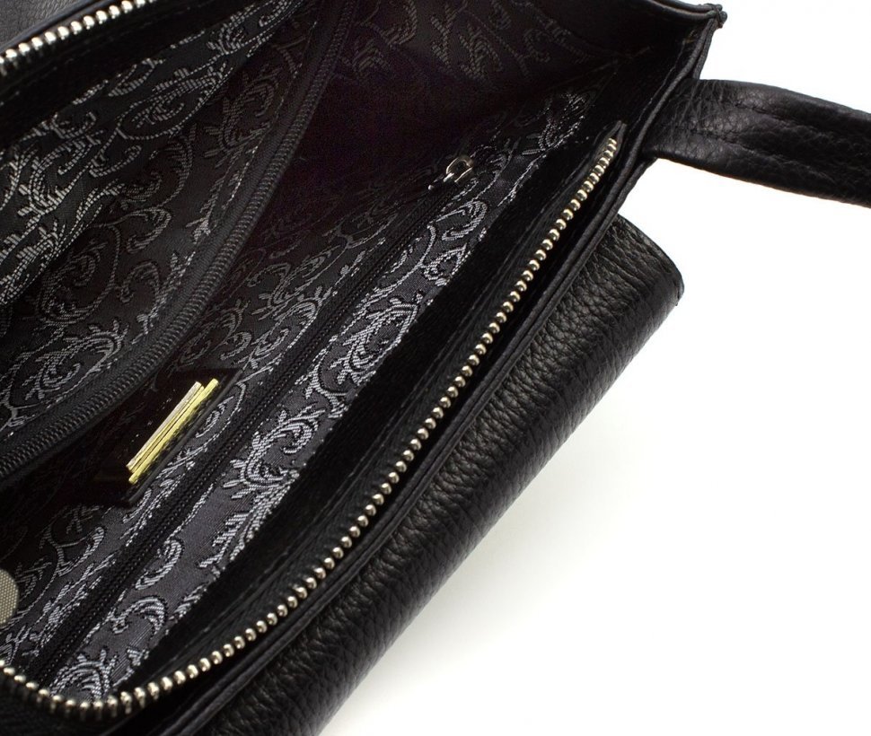 Чорна невелика сумка жіноча класичного типу з натуральної шкіри KARYA (19597)