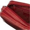 Жіноча шкіряна сумка-кроссбоді червоного кольору на дві блискавки Visconti Brooklyn 69304 - 2