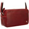 Жіноча шкіряна сумка-кроссбоді червоного кольору на дві блискавки Visconti Brooklyn 69304 - 5