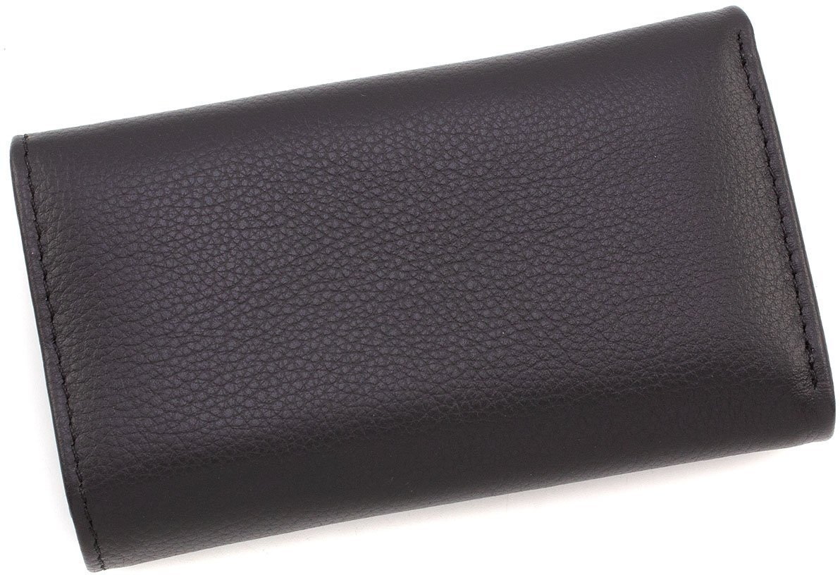 Чорна шкіряна ключниця з натуральної шкіри на кнопках ST Leather (14027)