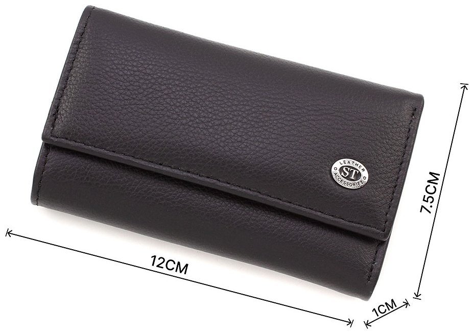 Черная кожаная ключница из натуральной кожи на кнопках ST Leather (14027) modnotak фото №3