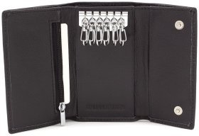 Чорна шкіряна ключниця з натуральної шкіри на кнопках ST Leather (14027)