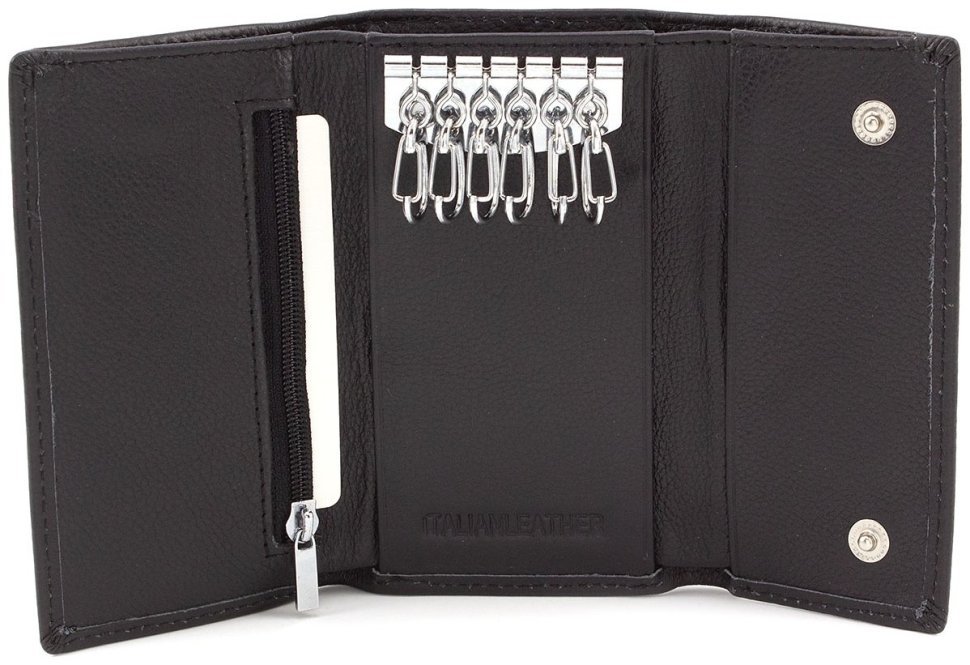 Черная кожаная ключница из натуральной кожи на кнопках ST Leather (14027) modnotak фото №2