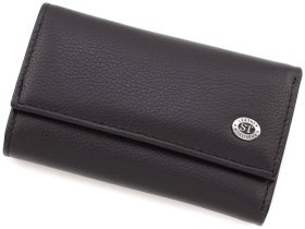 Чорна шкіряна ключниця з натуральної шкіри на кнопках ST Leather (14027)