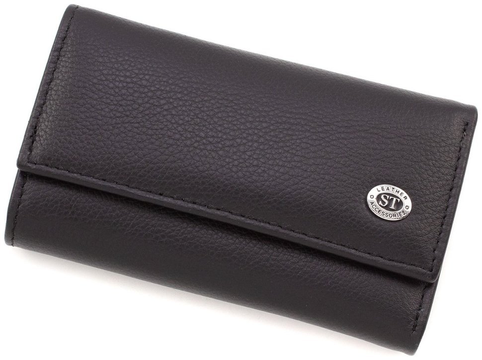 Черная кожаная ключница из натуральной кожи на кнопках ST Leather (14027) modnotak фото №1