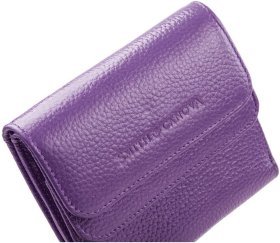 Кожаный женский кошелек фиолетового цвета с монетницей Smith&amp;Canova Haxey 69704