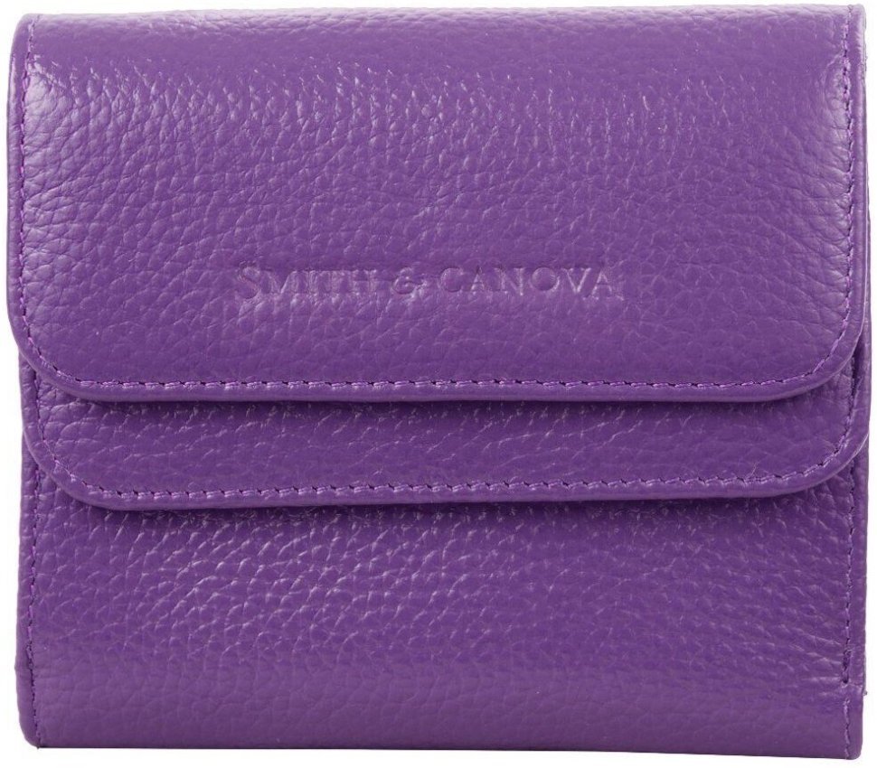 Шкіряний жіночий гаманець фіолетового кольору з монетницею Smith&Canova Haxey 69704