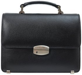 Чоловіча класична шкіряна барсетка чорного кольору із застібкою Desisan 80405