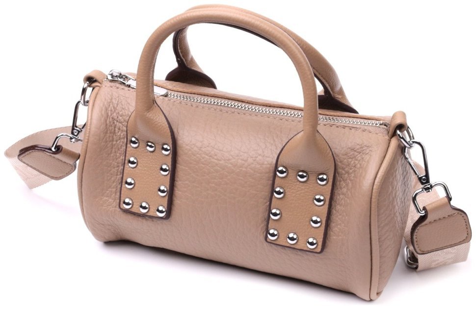 Жіноча сумка горизонтального типу з натуральної шкіри бежевого кольору Vintage 2422368