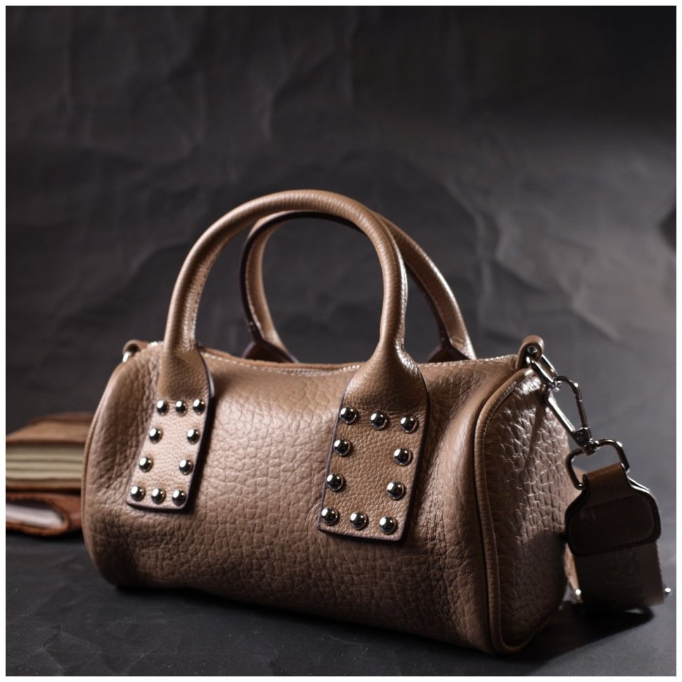 Жіноча сумка горизонтального типу з натуральної шкіри бежевого кольору Vintage 2422368