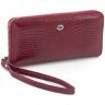 Вместительный женский кошелек из лаковой кожи под рептилию в красном цвете ST Leather 70805 - 1