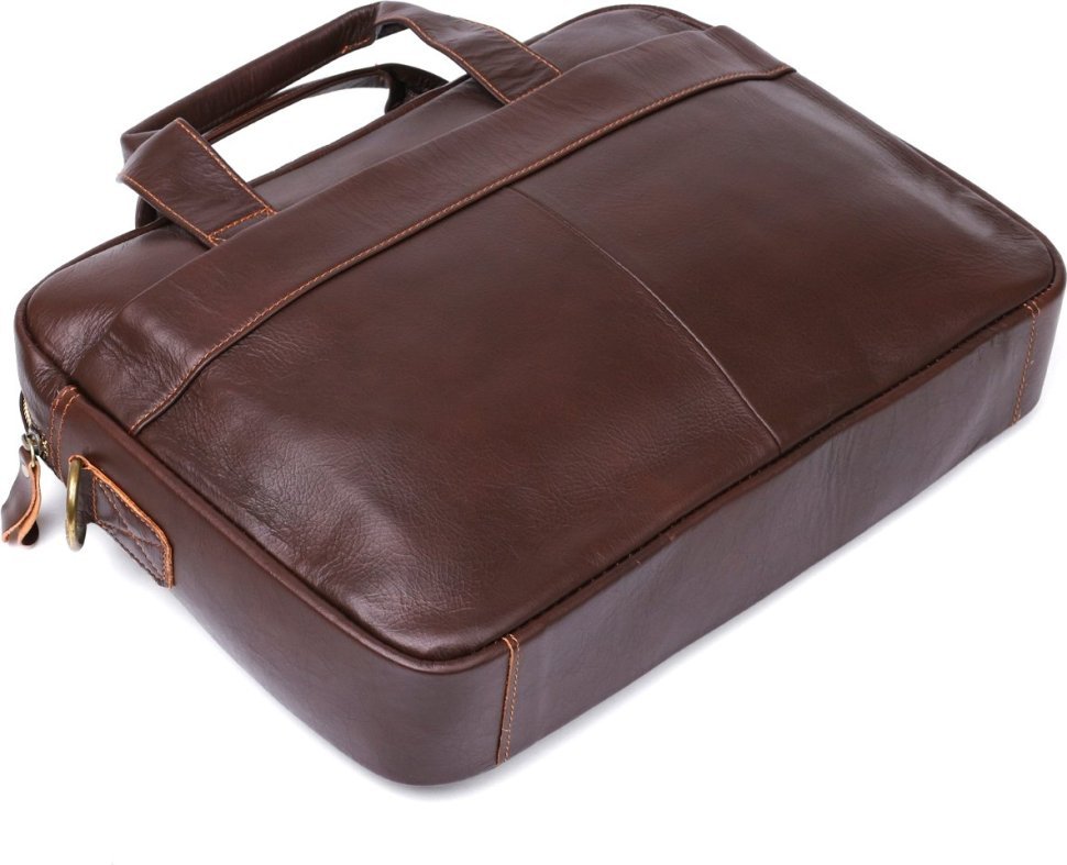 Темно-коричнева чоловіча сумка для ноутбука з натуральної шкіри з ручками Vintage (20681)