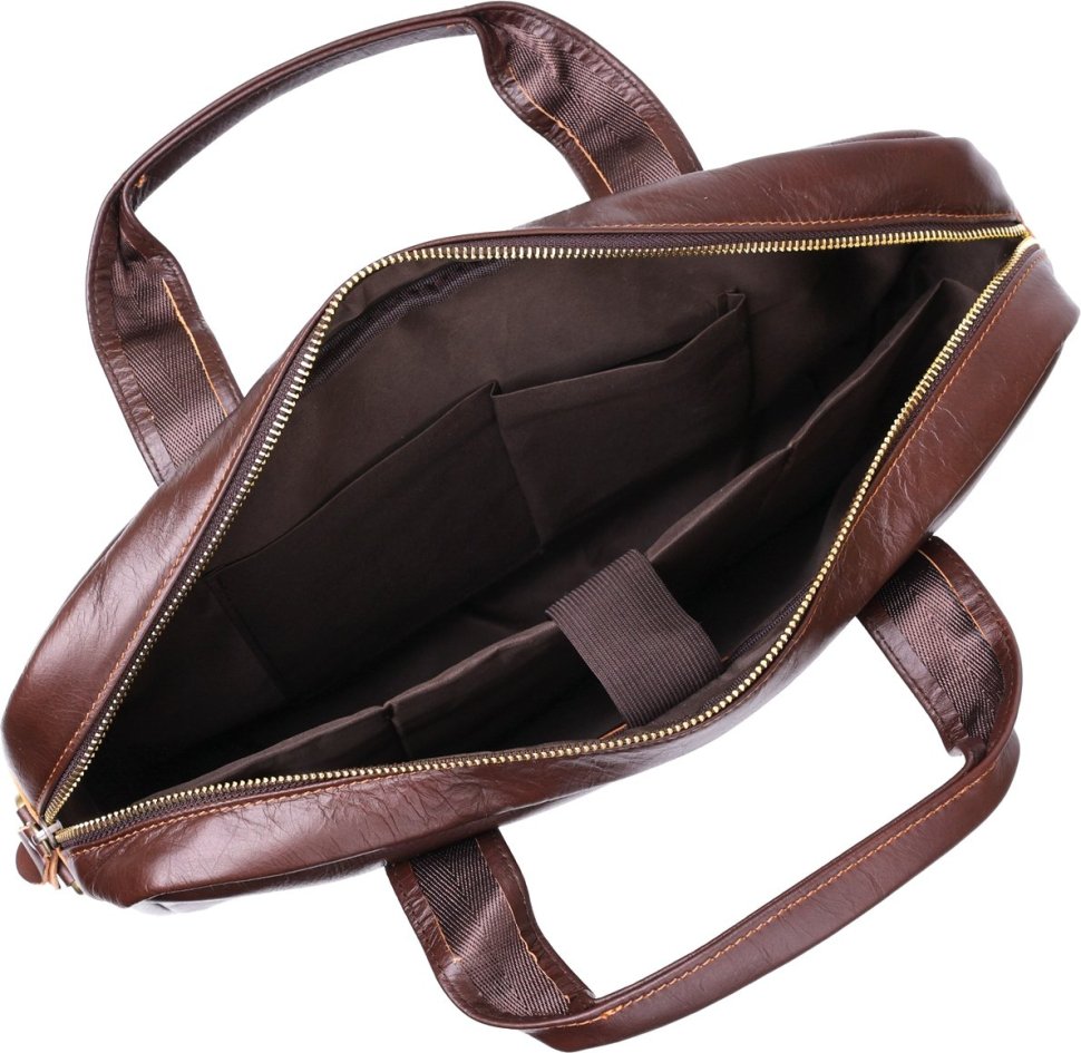 Темно-коричнева чоловіча сумка для ноутбука з натуральної шкіри з ручками Vintage (20681)