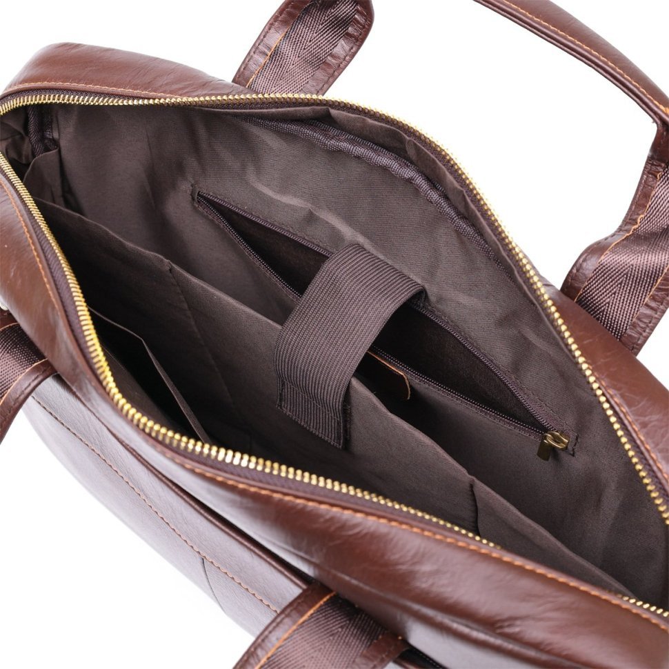Темно-коричневая мужская сумка для ноутбука из натуральной кожи с ручками Vintage (20681)