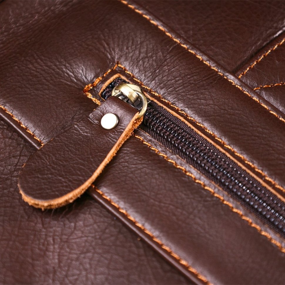 Темно-коричневая мужская сумка для ноутбука из натуральной кожи с ручками Vintage (20681)
