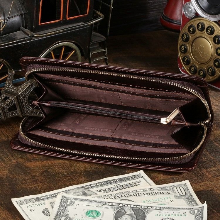 Стильний шкіряний гаманець - клатч коричневого кольору VINTAGE STYLE (14196)