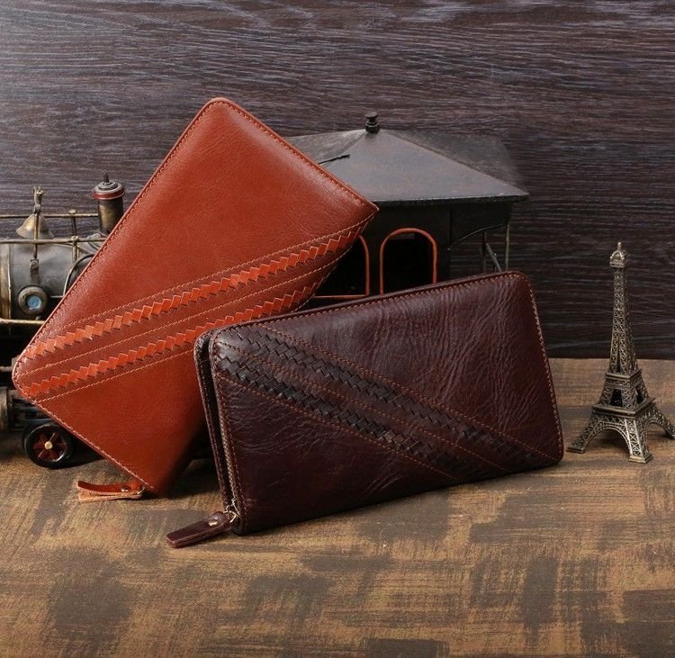 Стильний шкіряний гаманець - клатч коричневого кольору VINTAGE STYLE (14196)
