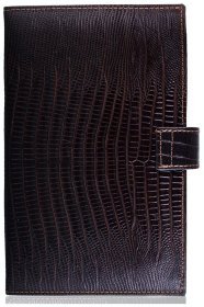 Большая кожаная визитница с лазерным тиснением Desisan 81505 коричневого цвета