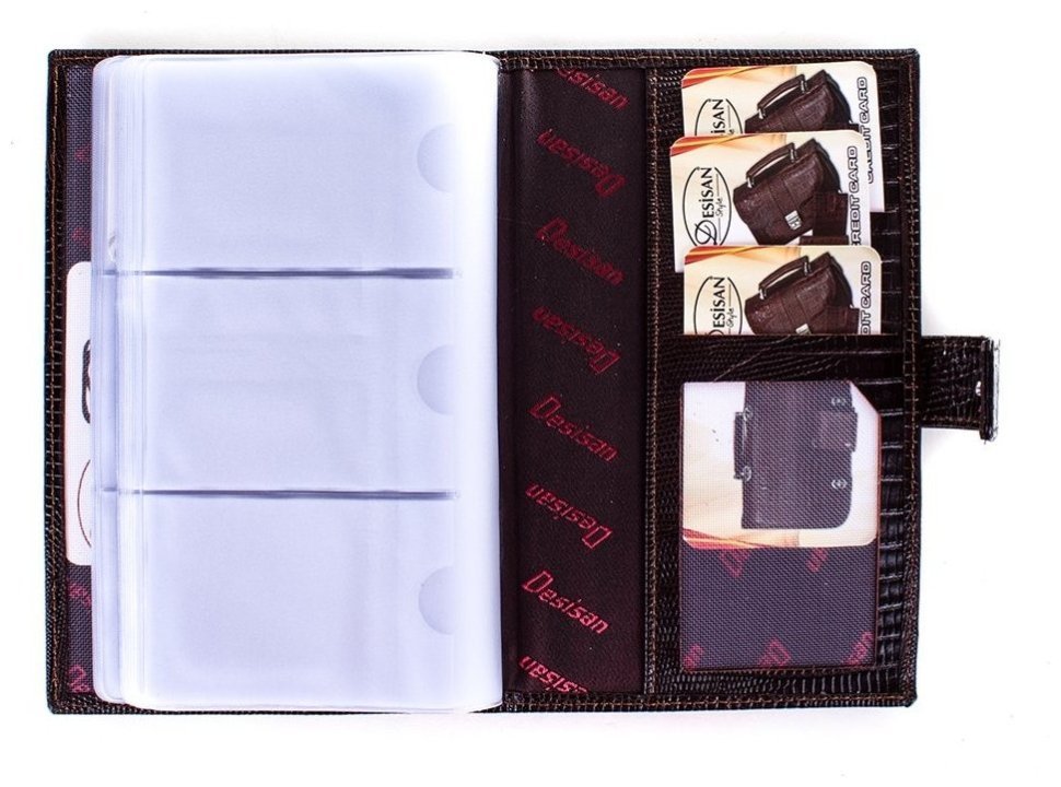 Большая кожаная визитница с лазерным тиснением Desisan 81505 коричневого цвета фото №3 Большая кожаная визитница с лазерным тиснением Desisan 81505 коричневого цвета modnotak фото №3