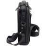Каркасна чоловіча шкіряна сумка-барсетка з ручкою та плечовим ременем HT Leather 111705 чорна modnotak фото - 2