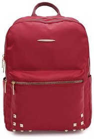 Жіночий рюкзак з червоного текстилю на дві блискавки Monsen 71805