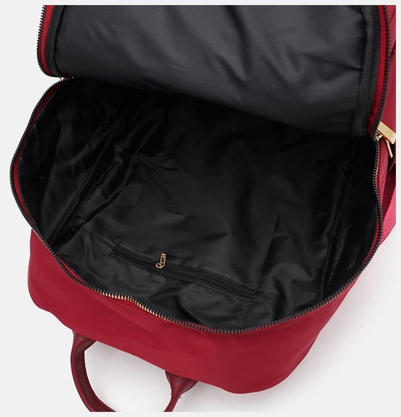 Жіночий рюкзак з червоного текстилю на дві блискавки Monsen 71805