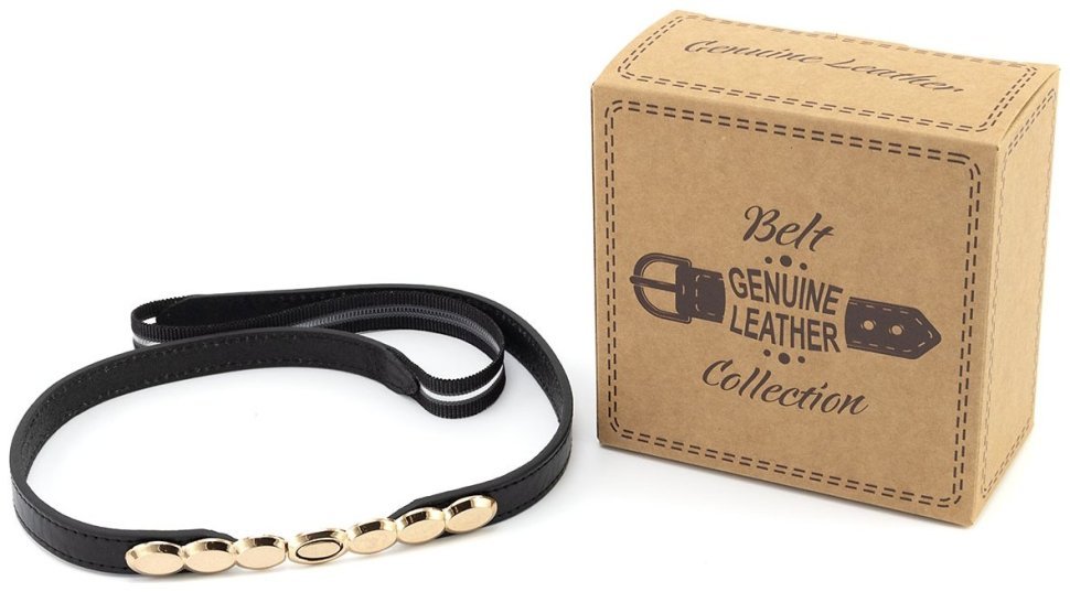 Женский узкий ремень из итальянской кожи с резинкой Gherardini 15094 (цвет фурнитуры золото) modnotak фото №4