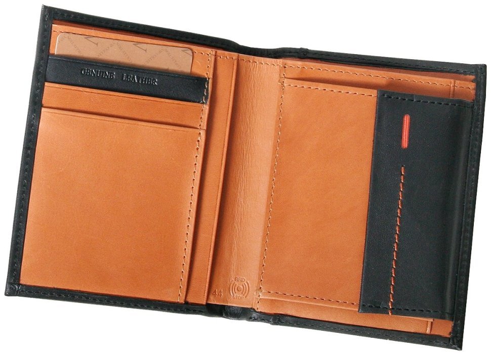 Мужское портмоне из кожи без застежки Beverly Hills вертикального типа Vip Collection 102505 (черное) фото №6 Мужское портмоне из кожи без застежки Beverly Hills вертикального типа Vip Collection 102505 (черное) modnotak фото №6