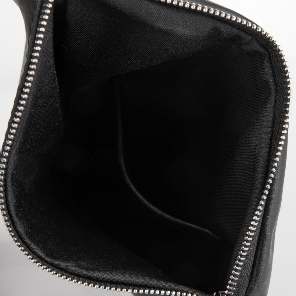 Черная мужская сумка-слинг через плечо из гладкой кожи TARWA (19685)