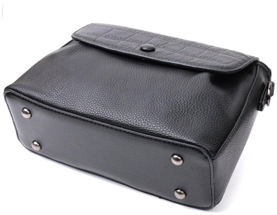 Кожаная женская сумка с текстильным ремнем Vintage 22330 Черная фото №3 Кожаная женская сумка с текстильным ремнем Vintage 22330 Черная modnotak фото №3