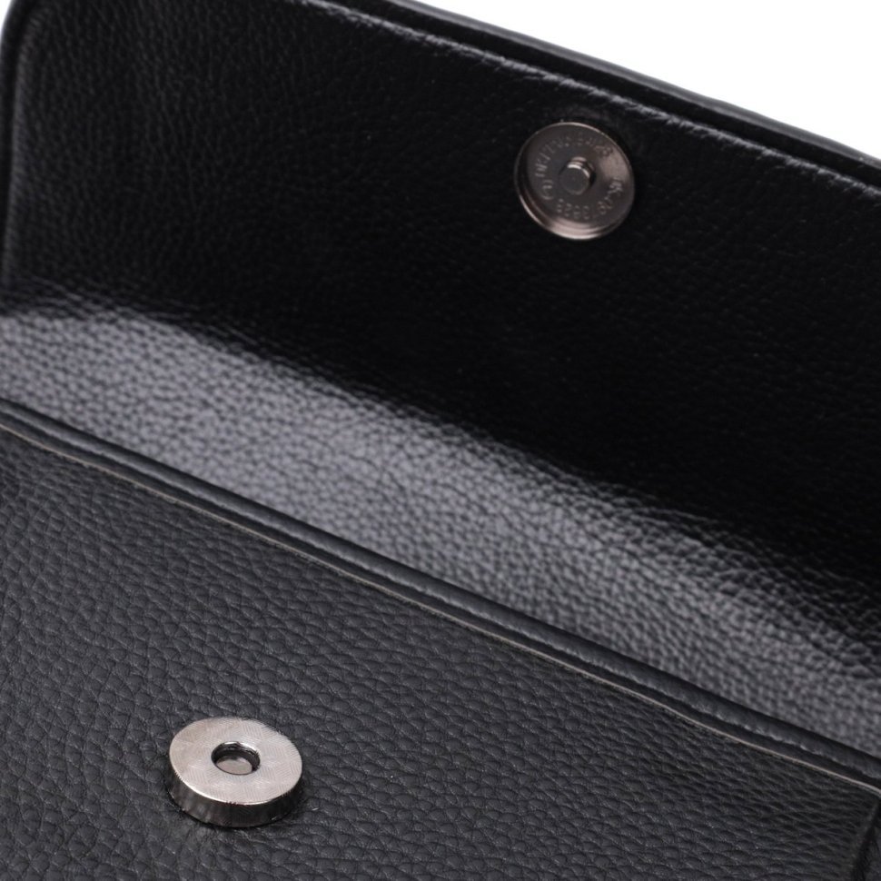 Кожаная женская сумка с текстильным ремнем Vintage 22330 Черная фото №4 Кожаная женская сумка с текстильным ремнем Vintage 22330 Черная modnotak фото №4