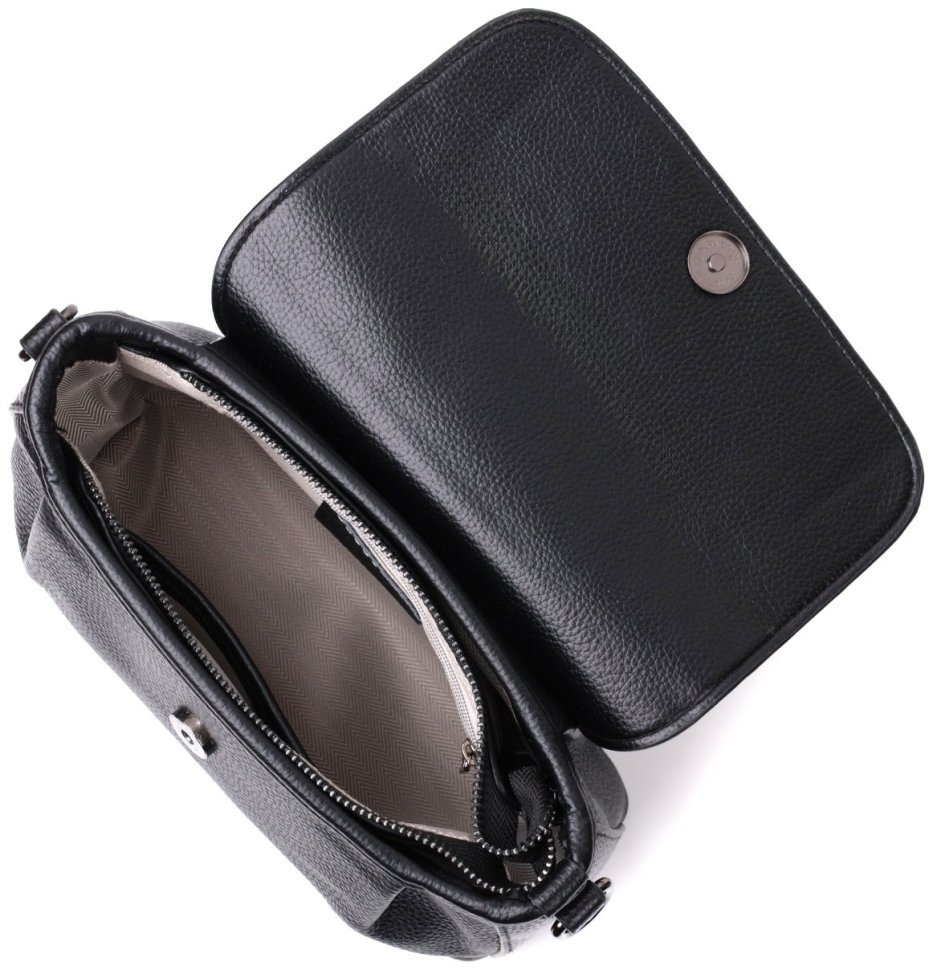 Кожаная женская сумка с текстильным ремнем Vintage 22330 Черная фото №5 Кожаная женская сумка с текстильным ремнем Vintage 22330 Черная modnotak фото №5