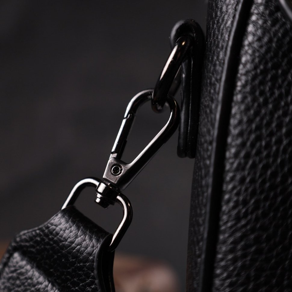 Кожаная женская сумка с текстильным ремнем Vintage 22330 Черная фото №10 Кожаная женская сумка с текстильным ремнем Vintage 22330 Черная modnotak фото №10