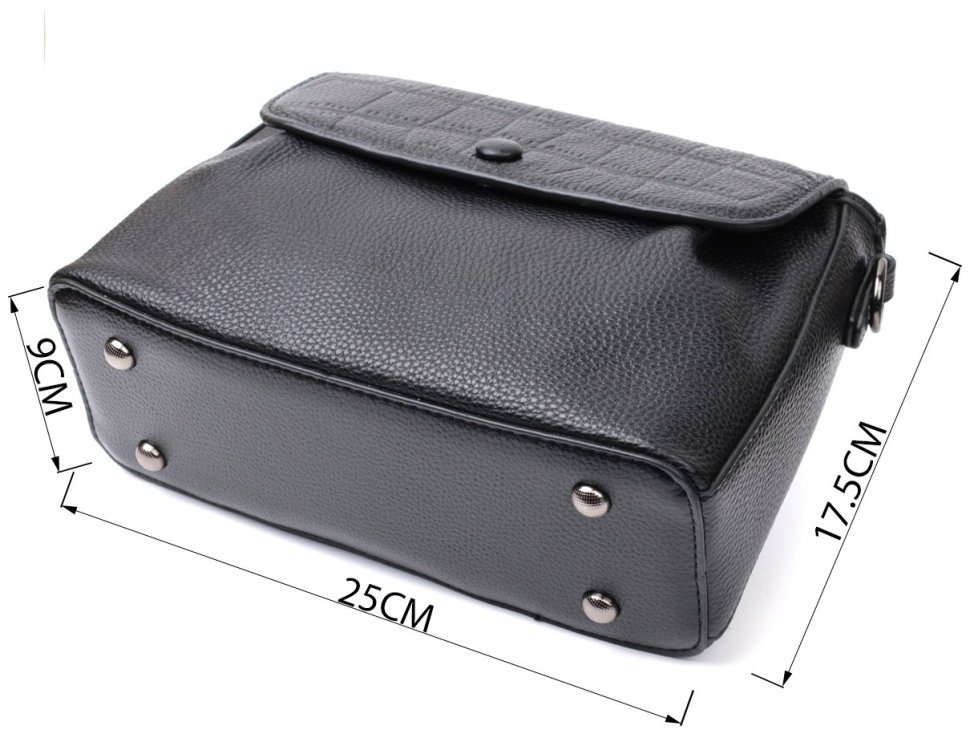 Кожаная женская сумка с текстильным ремнем Vintage 22330 Черная фото №11 Кожаная женская сумка с текстильным ремнем Vintage 22330 Черная modnotak фото №11